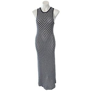 House of Harlow 1960 Navy White Chevron Crochet Knit Maxi Dress Size M N…